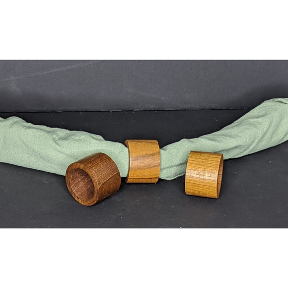 Teakwood Napkin Rings Set of 6 Denmark Brostrom Minimalist Vintage - Picture 1 of 4